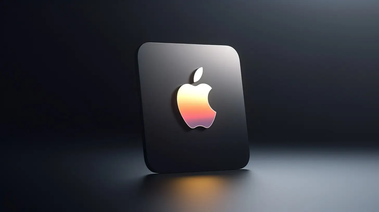 An apple logo on a black phone, representing the brand's iconic symbol on a sleek device